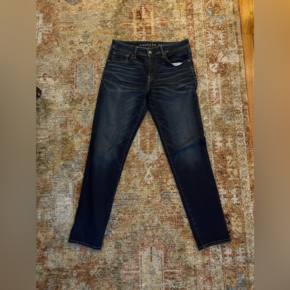 American Eagle Jeans Mens 32x34 Dark Blue Denim Athletic Next Level Airflex